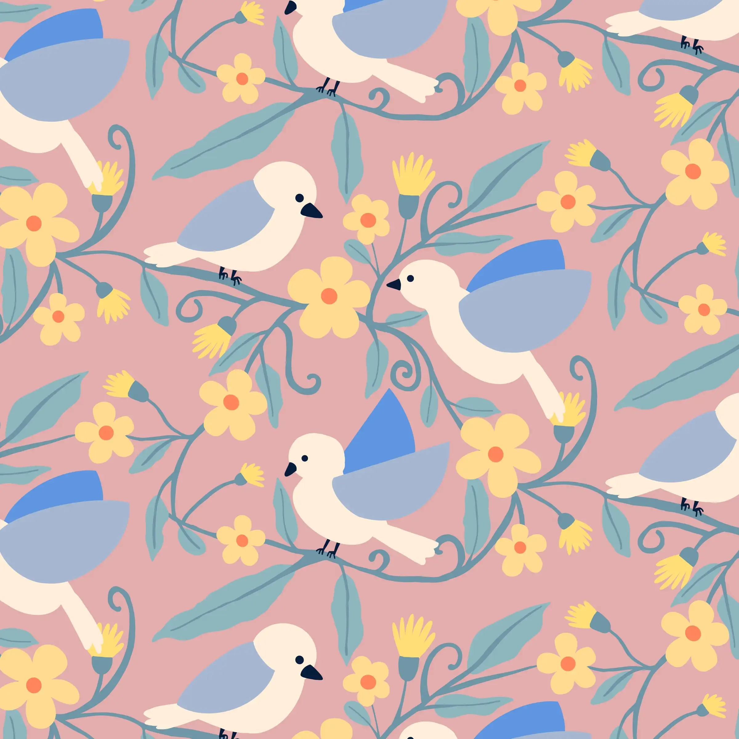 blue baby bird pattern. by Youngae Jun 포트폴리오 - 노트폴리오