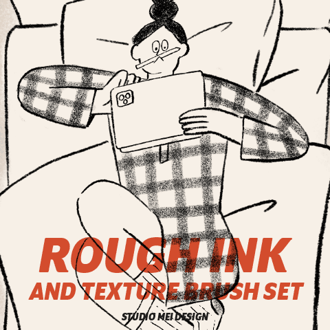 Rough ink and texture brushes set for Procreate - 프로크리에이트를 위한 러프 잉크 텍스쳐 ...