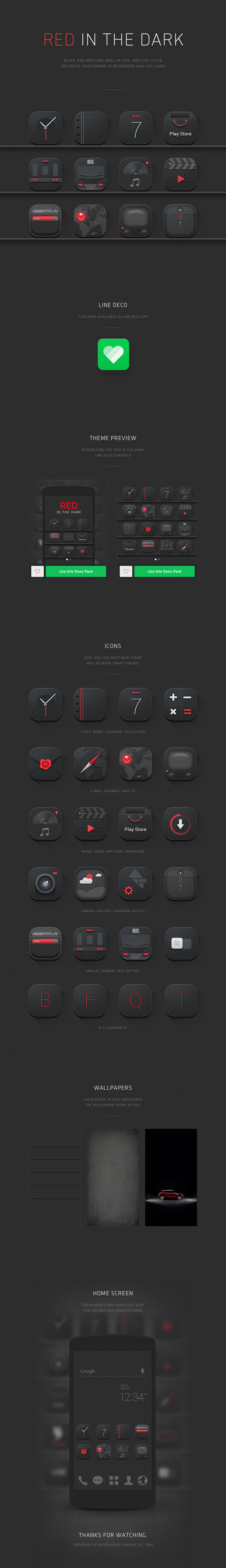 [UI/UX design] Red in the dark icon set design by Yongha Lee - 노트폴리오